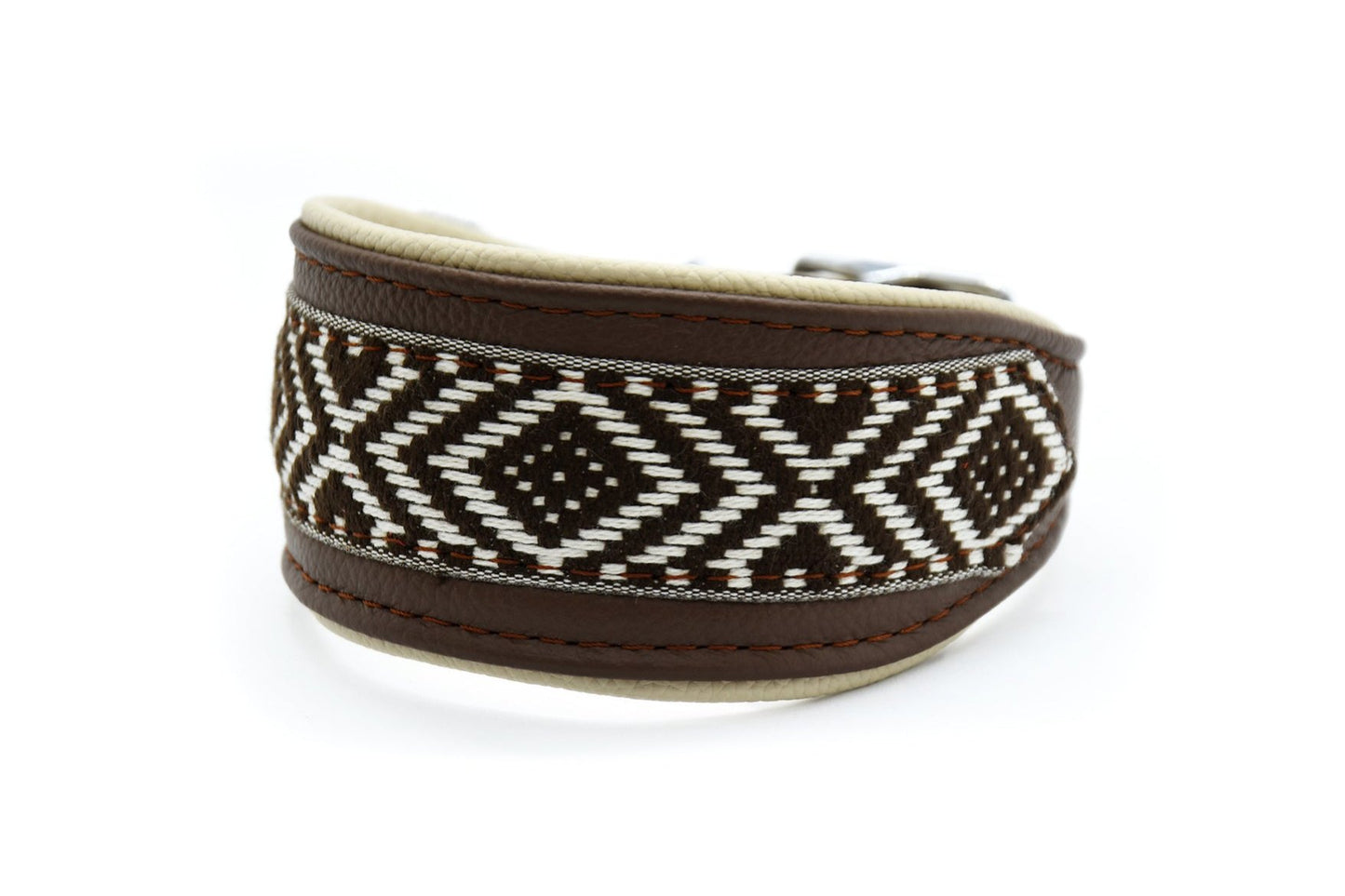 Halsband AZTEC • Leichtes Nappaleder Halsband mit edler Borte für Windhunde