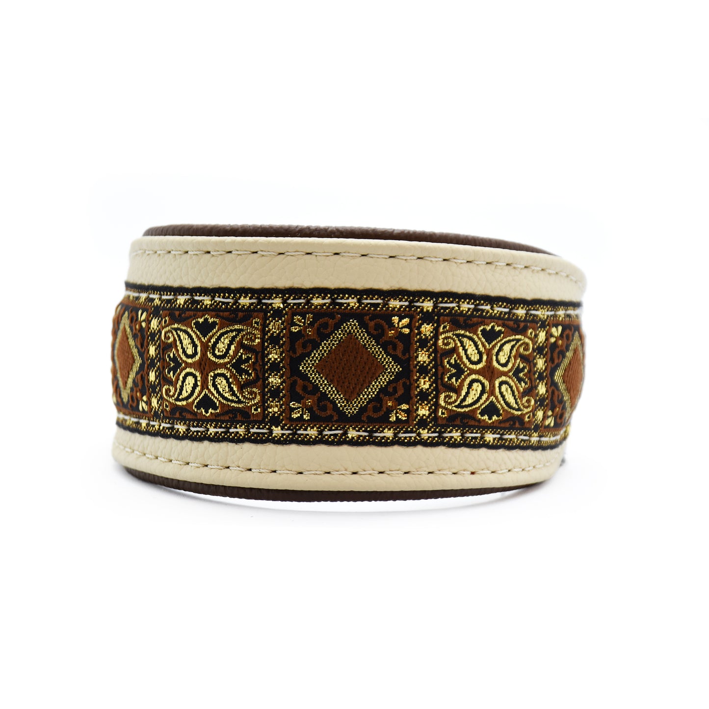 Halsband HAZEL mit Borte • Windhund • gepolstertes Lederhalsband