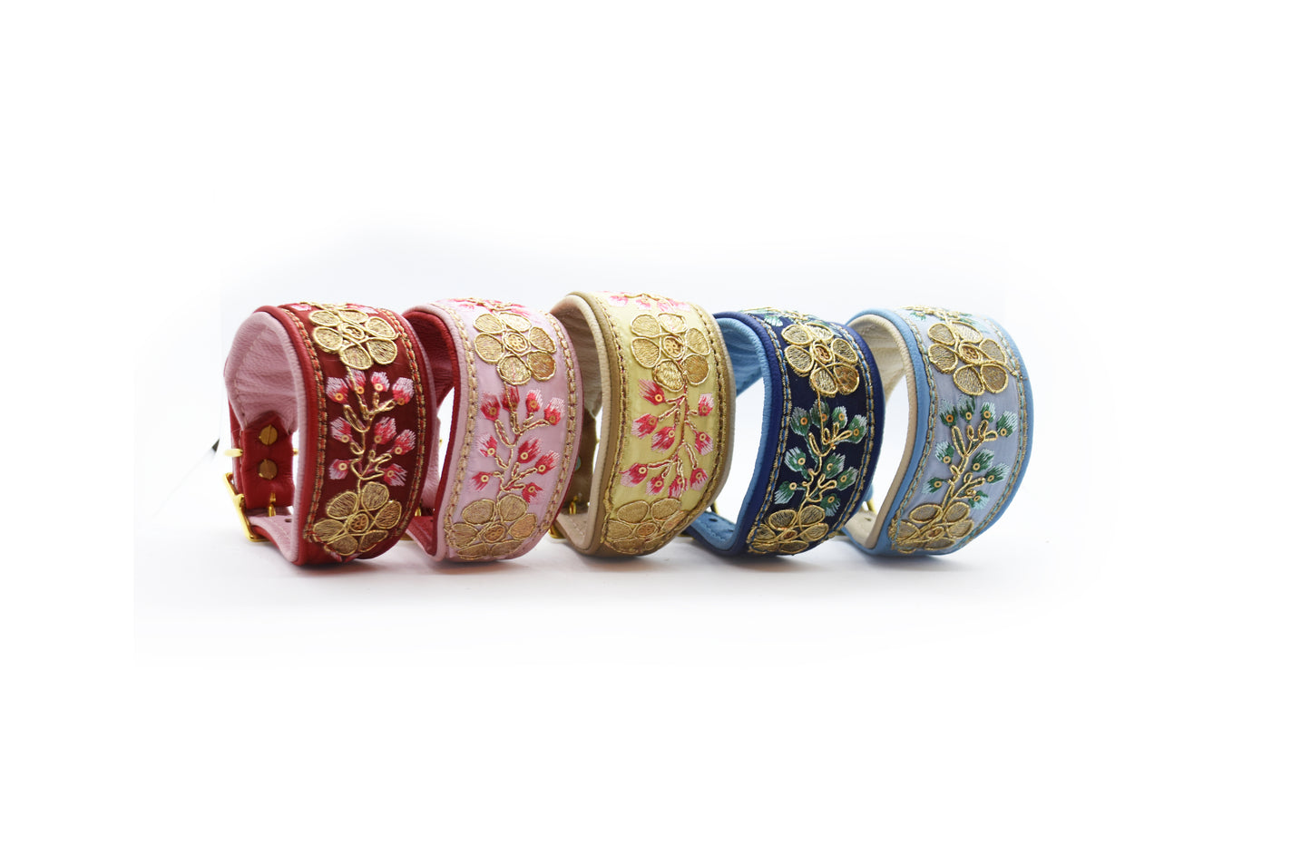 SARI Schmuckhalsband・Windhund・Edles Lederhalsband mit indischer Borte brown