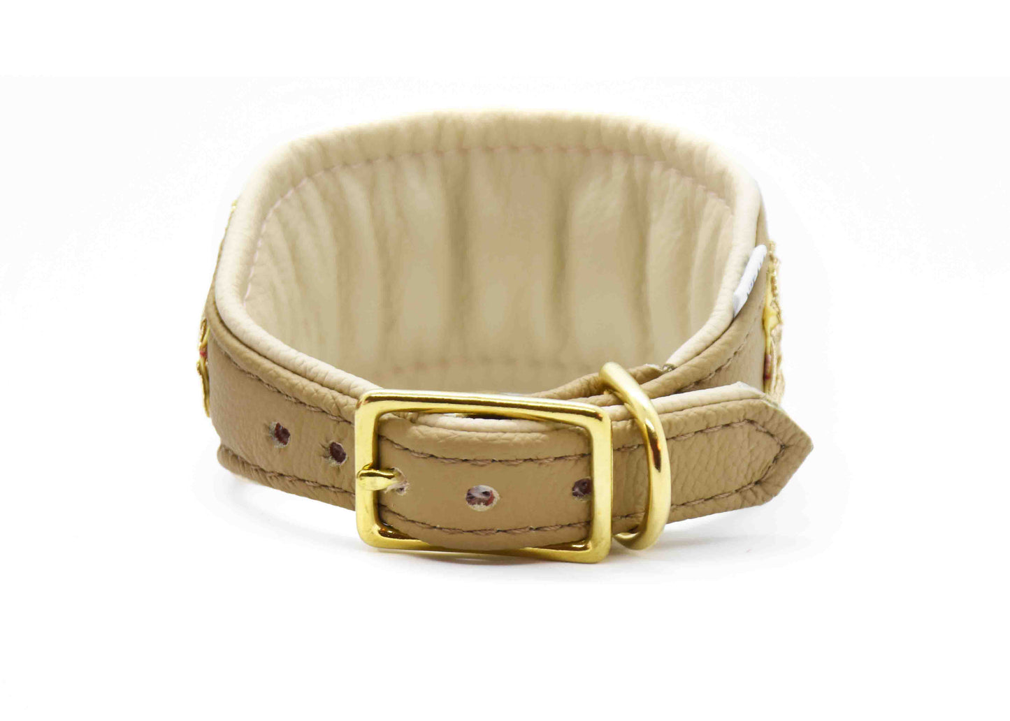 SARI Schmuckhalsband・Windhund・Edles Lederhalsband mit indischer Borte brown