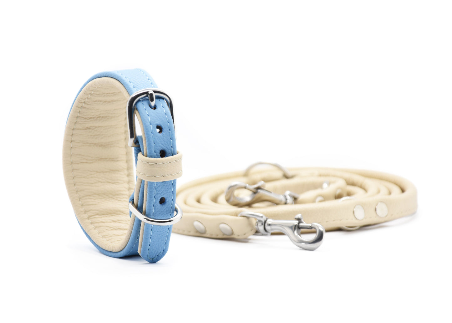 Verstellbare 2m Lederleine und breites Halsband für Windhunde