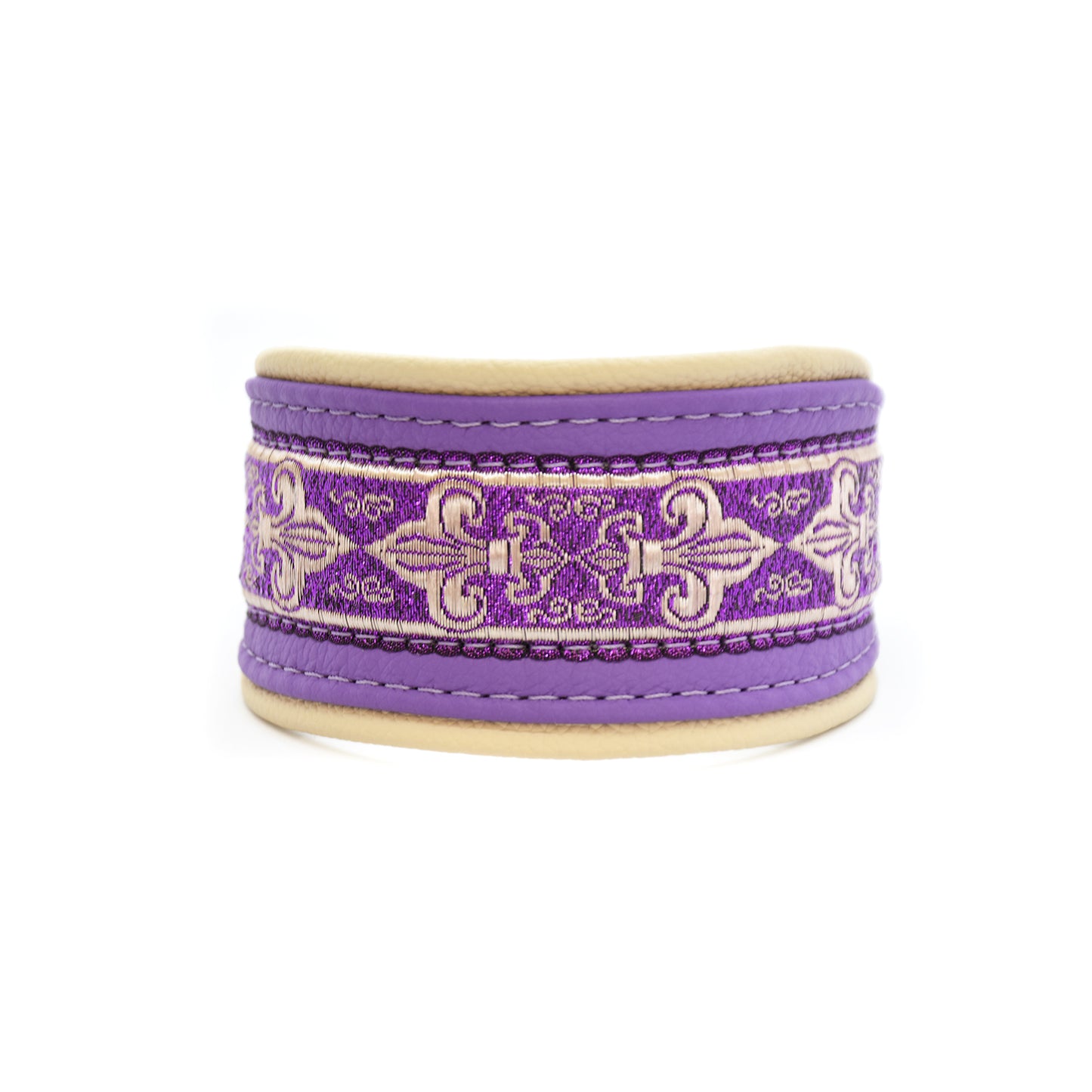 Halsband AMETHYST mit Borte • Windhund • breites Hundehalsband