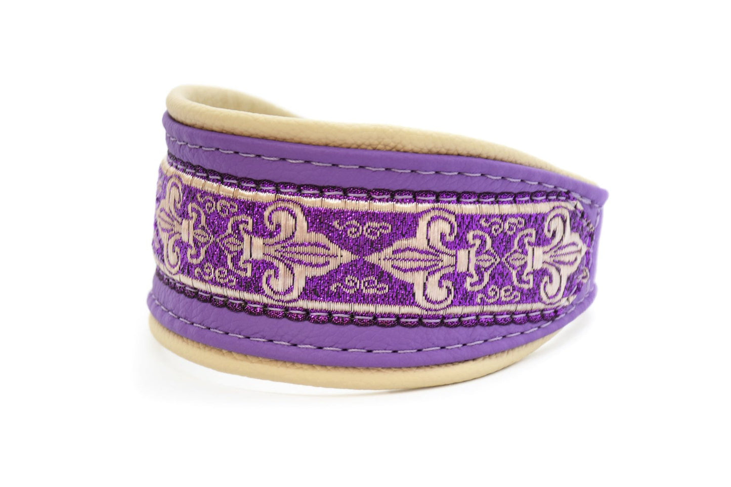 Halsband AMETHYST mit Borte • Windhund • breites Hundehalsband