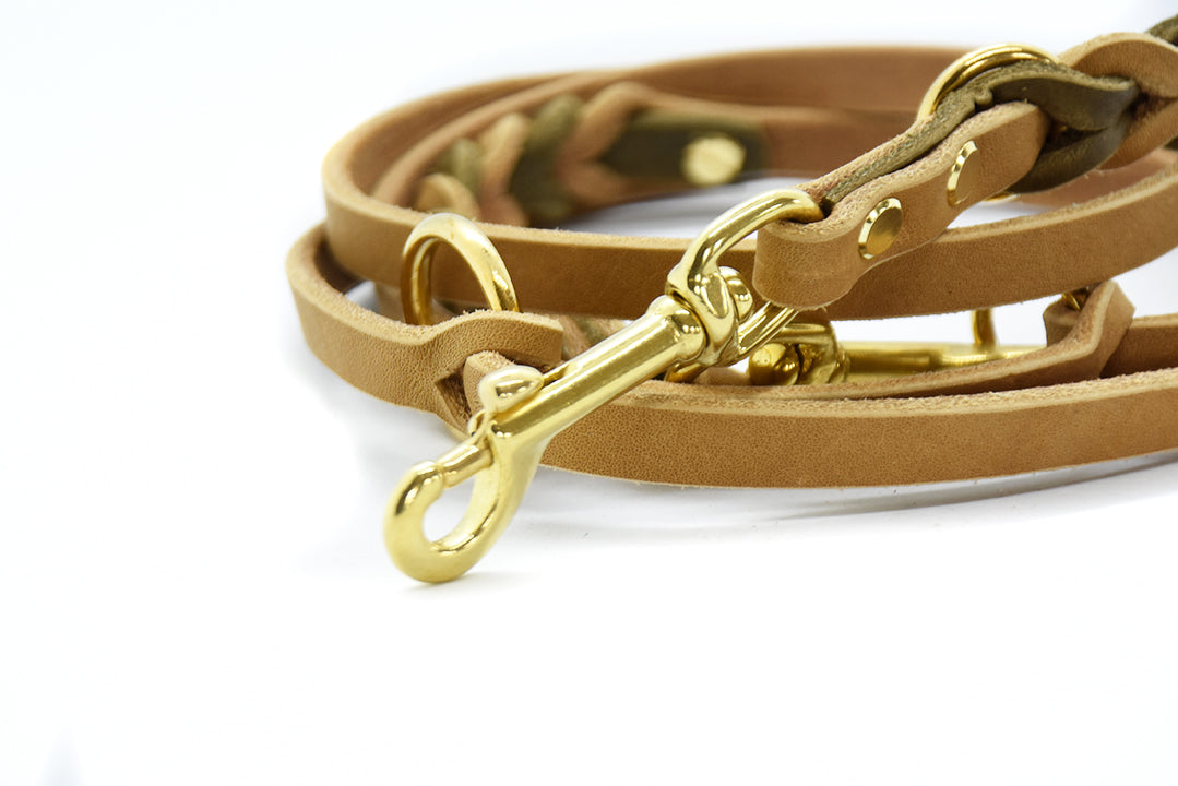 TWIN BRAID CLASSIC Fettlederleine | zweifarbige Hundeleine aus Fettleder