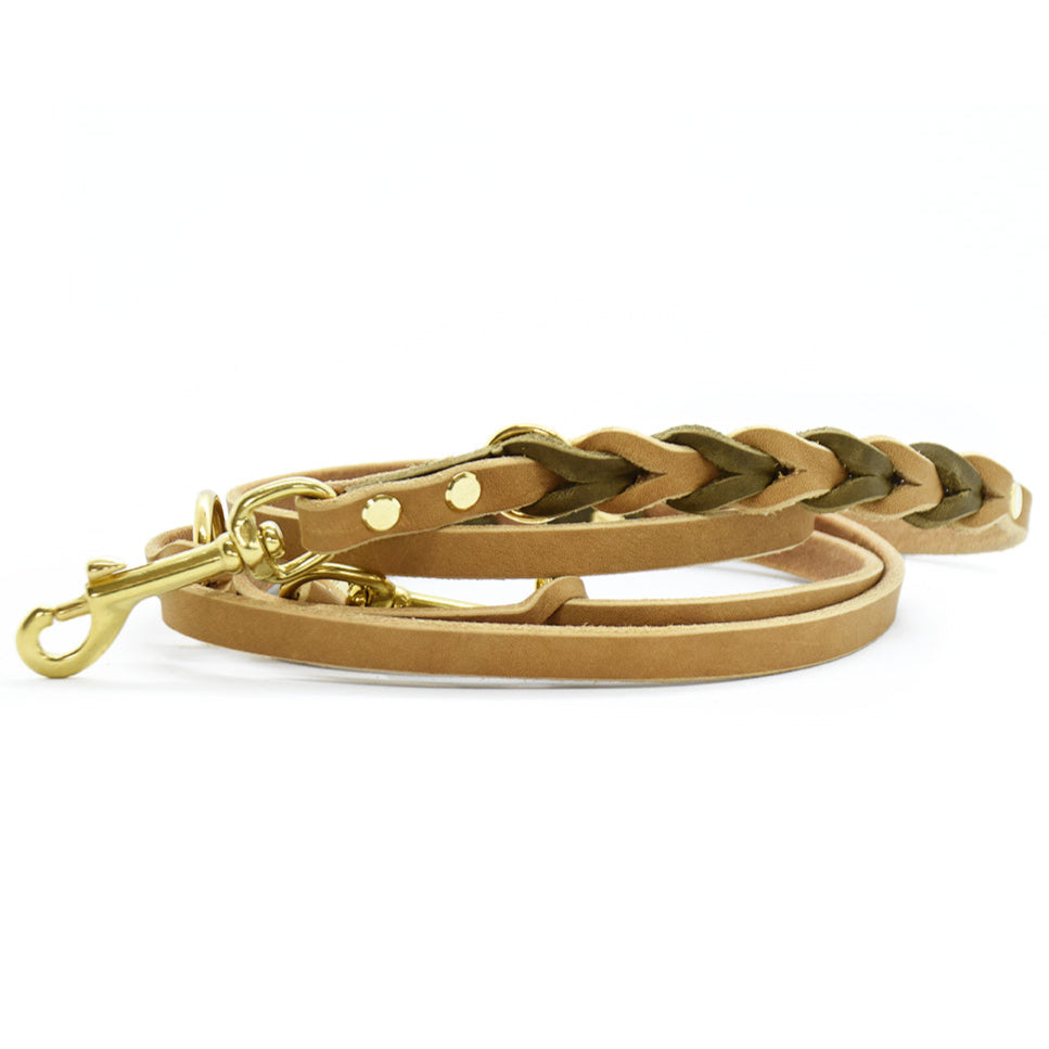 TWIN BRAID CLASSIC Fettlederleine | zweifarbige Hundeleine aus Fettleder