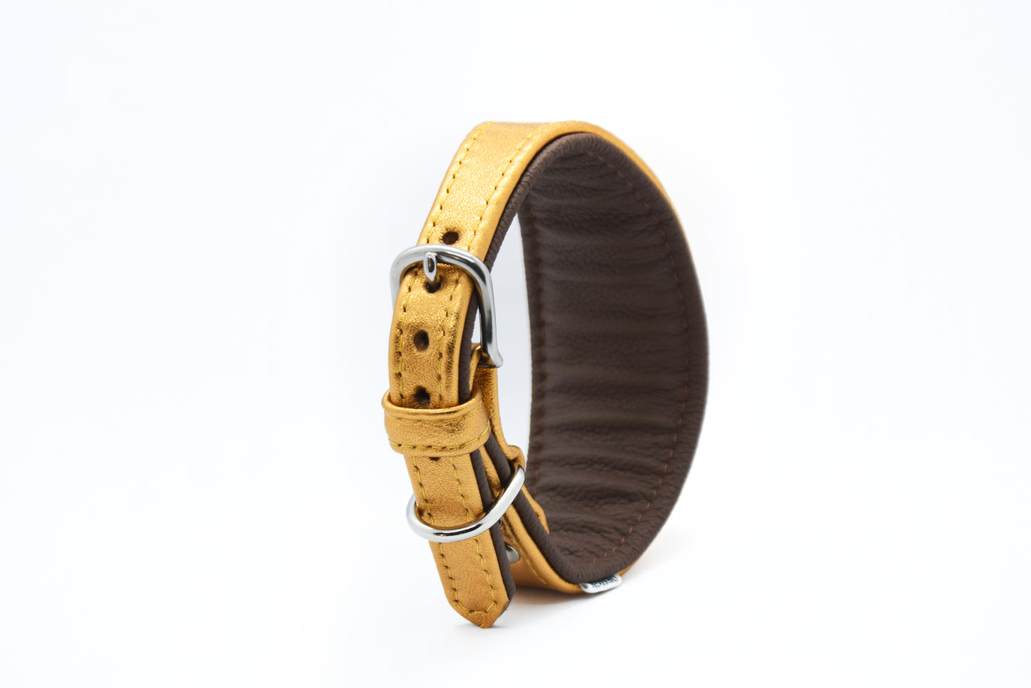 GOLD・Exklusives Metallic Ziegenleder Halsband