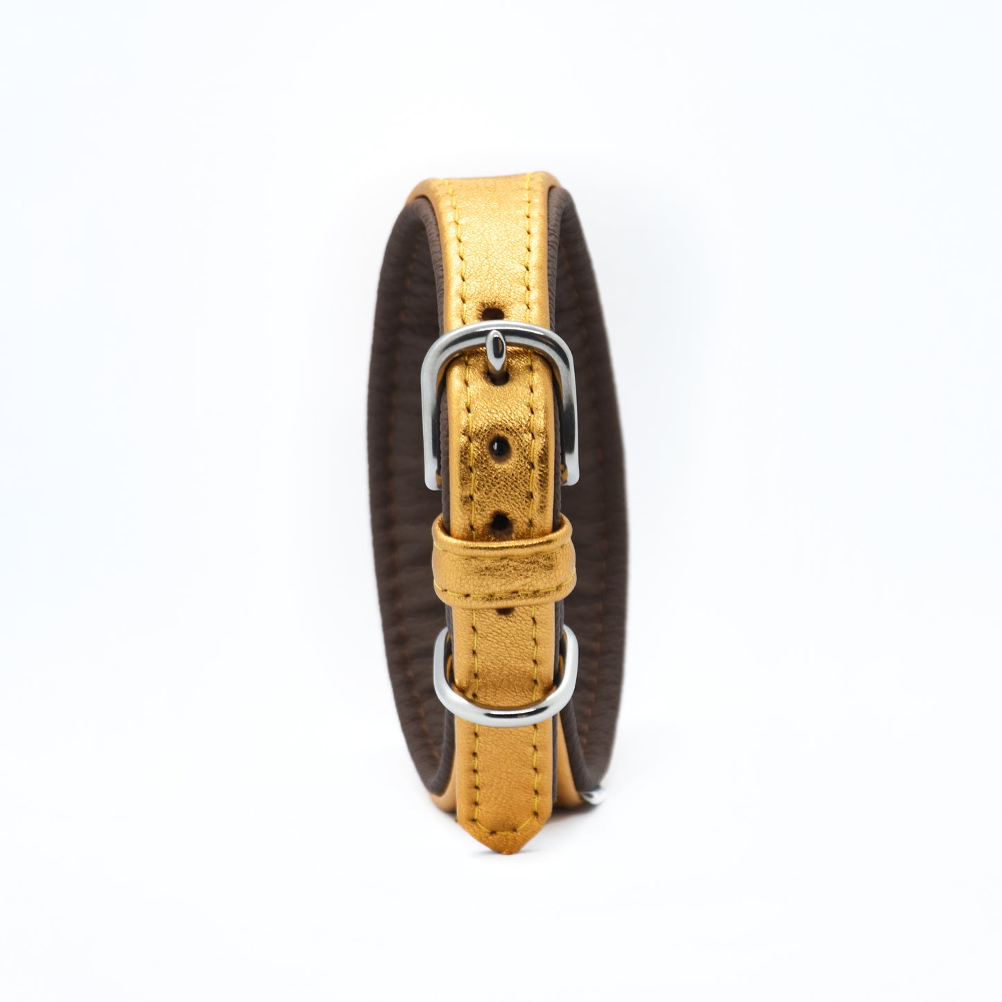 GOLD・Exklusives Metallic Ziegenleder Halsband