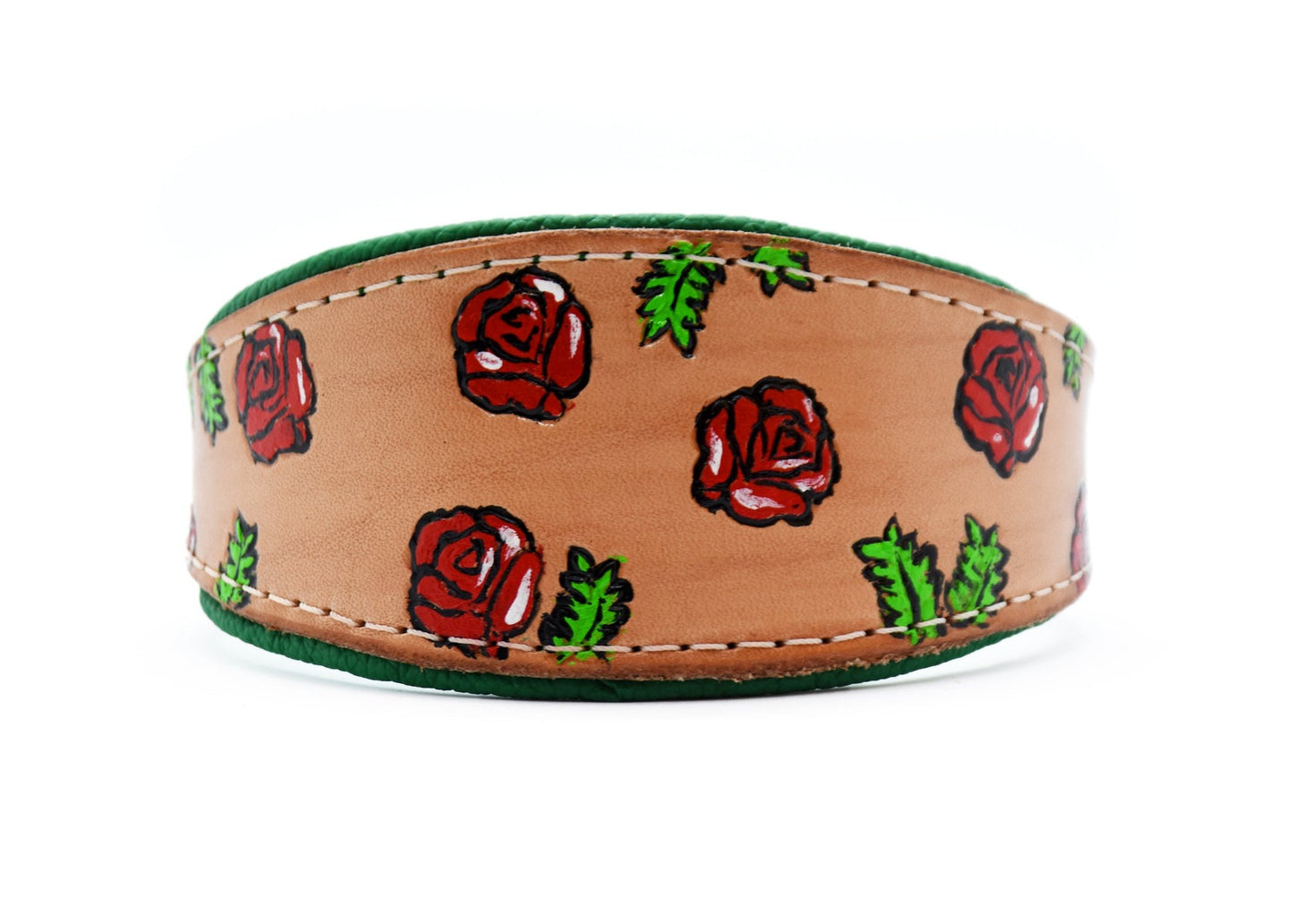 Halsband ROSES • Handbemalt • Hochwertiges Blankleder • Windhund