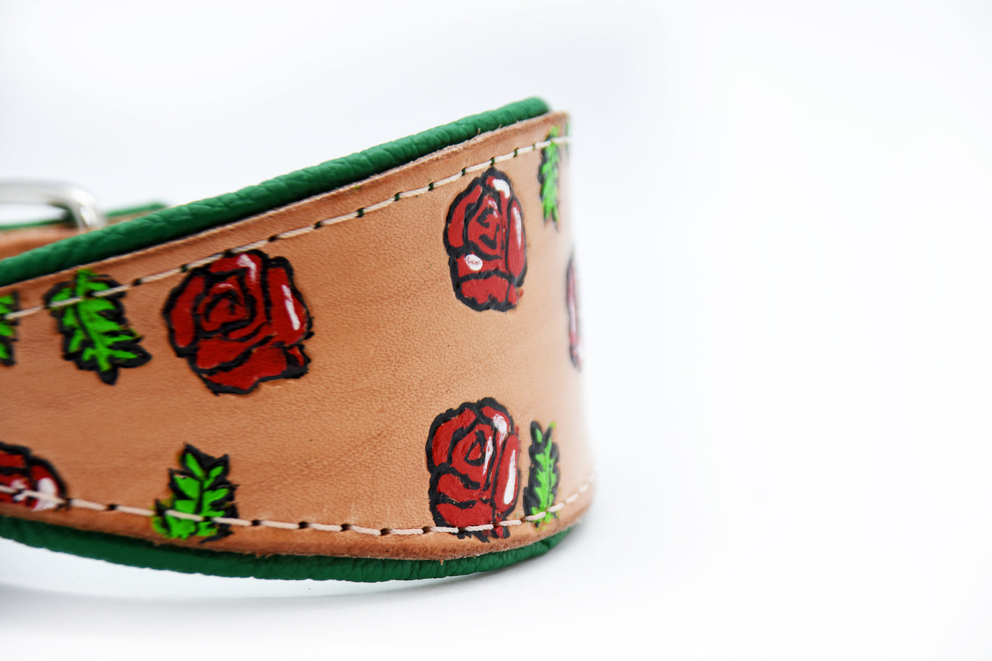 Halsband ROSES • Handbemalt • Hochwertiges Blankleder • Windhund