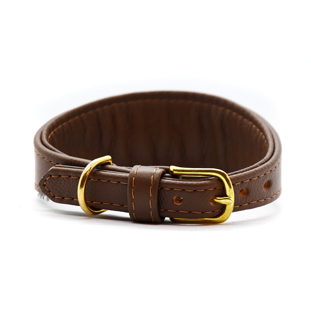 BASIC Windhundhalsband・Bio-Nappaleder・Maßgefertigt, gepolstert & breit