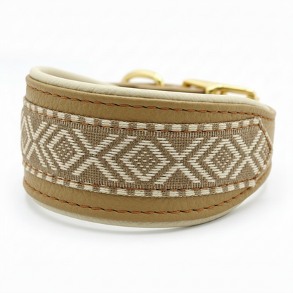 HAVANNA Windhundhalsband aus Bio-Nappaleder in cappuccino und creme