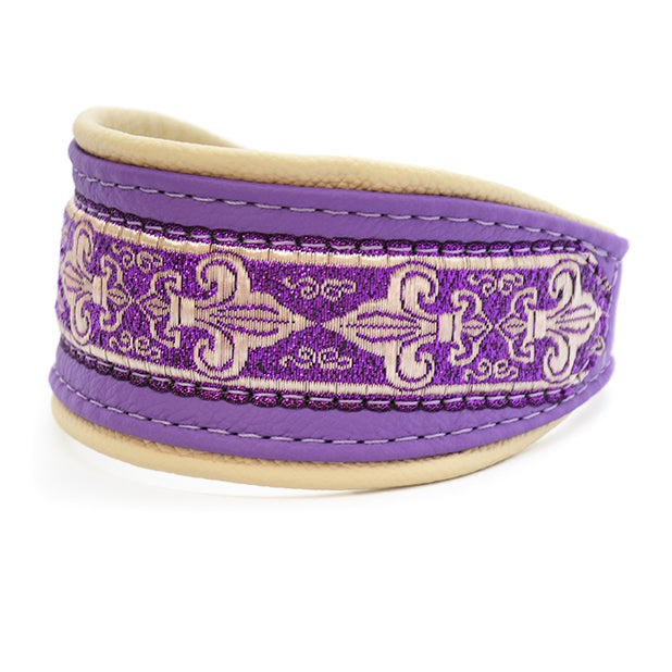 Halsband AMETHYST mit Borte für Windhunde