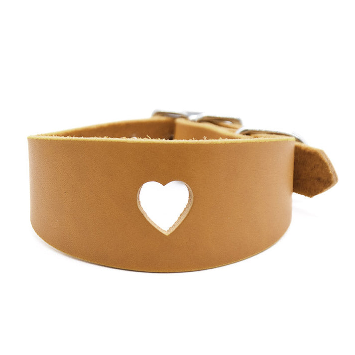 CLASSIC HEART Fettlederhalsband für Hunde