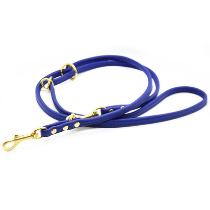 Rundlederleine in royalblau für Windhunde, stufenlos verstellbar