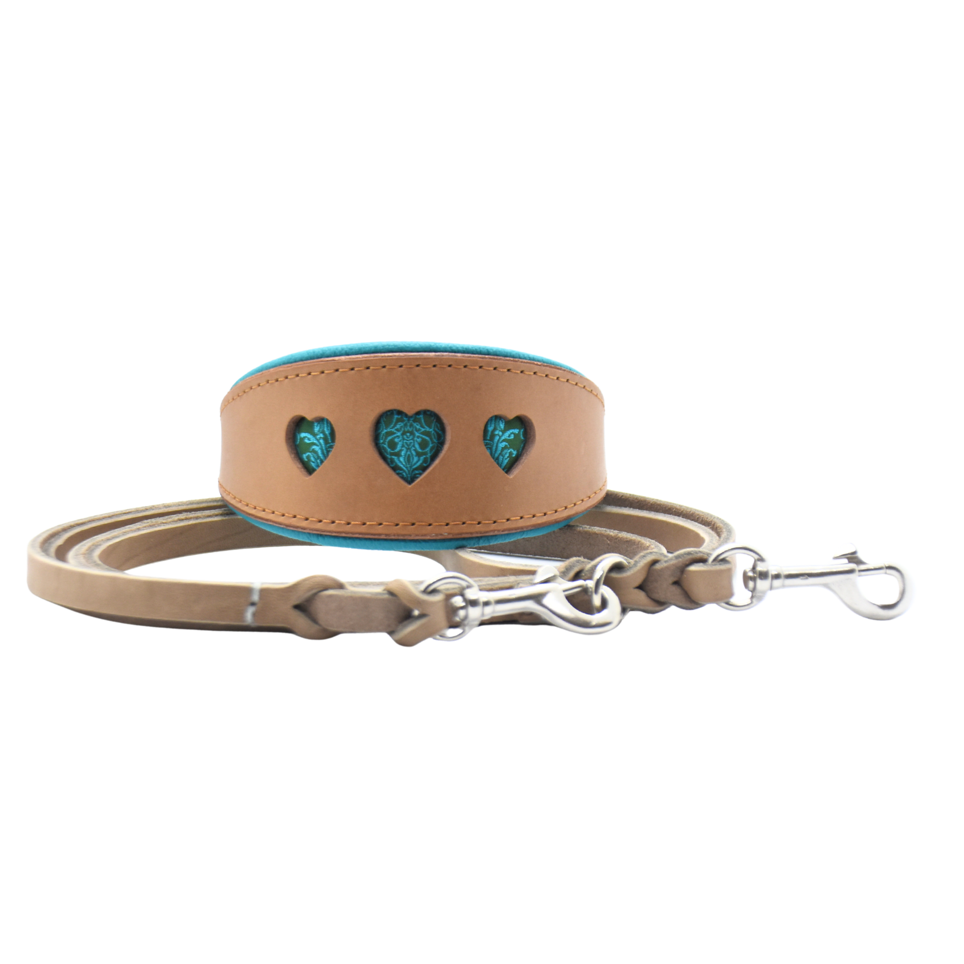 Set Windhundhalsband und Leine aus Leder