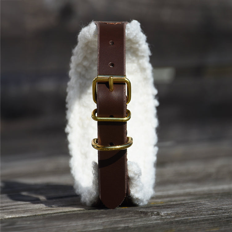 Gepolstertes Windhundhalsband aus Leder mit Teddyfleece